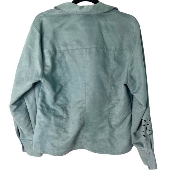 Norton Mcnaughton Light Blue Faux Suede Button Up Eyelet Detail Button Up Shirt - Picture 3 of 9